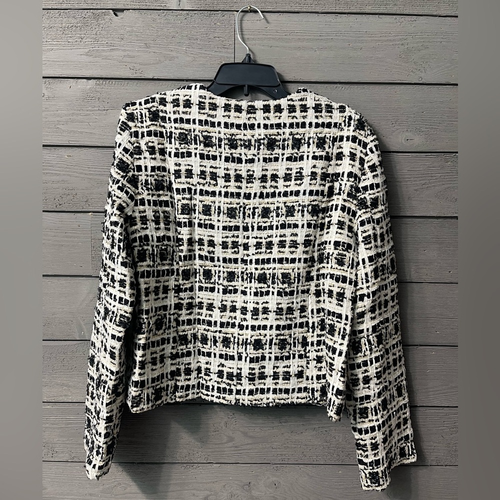 NWOT Vici White Gold Black Emme Tweed Pocketed Blazer Jacket Sz Medium - Picture 11 of 16